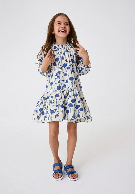 Детское муслиновое платье Lassie Lintu Бежевое | фото