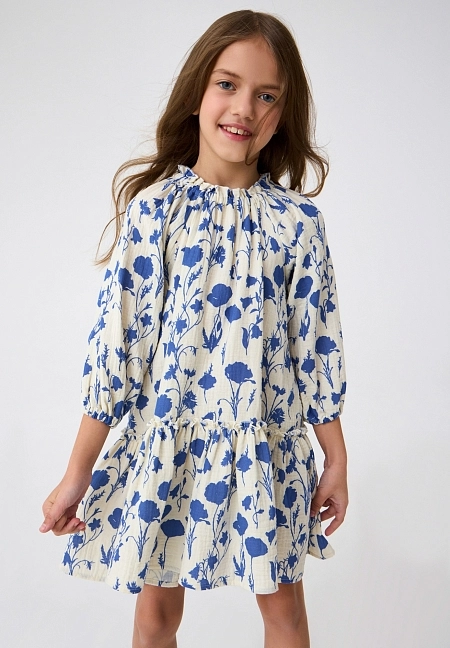 Детское муслиновое платье Lassie Lintu Бежевое | фото